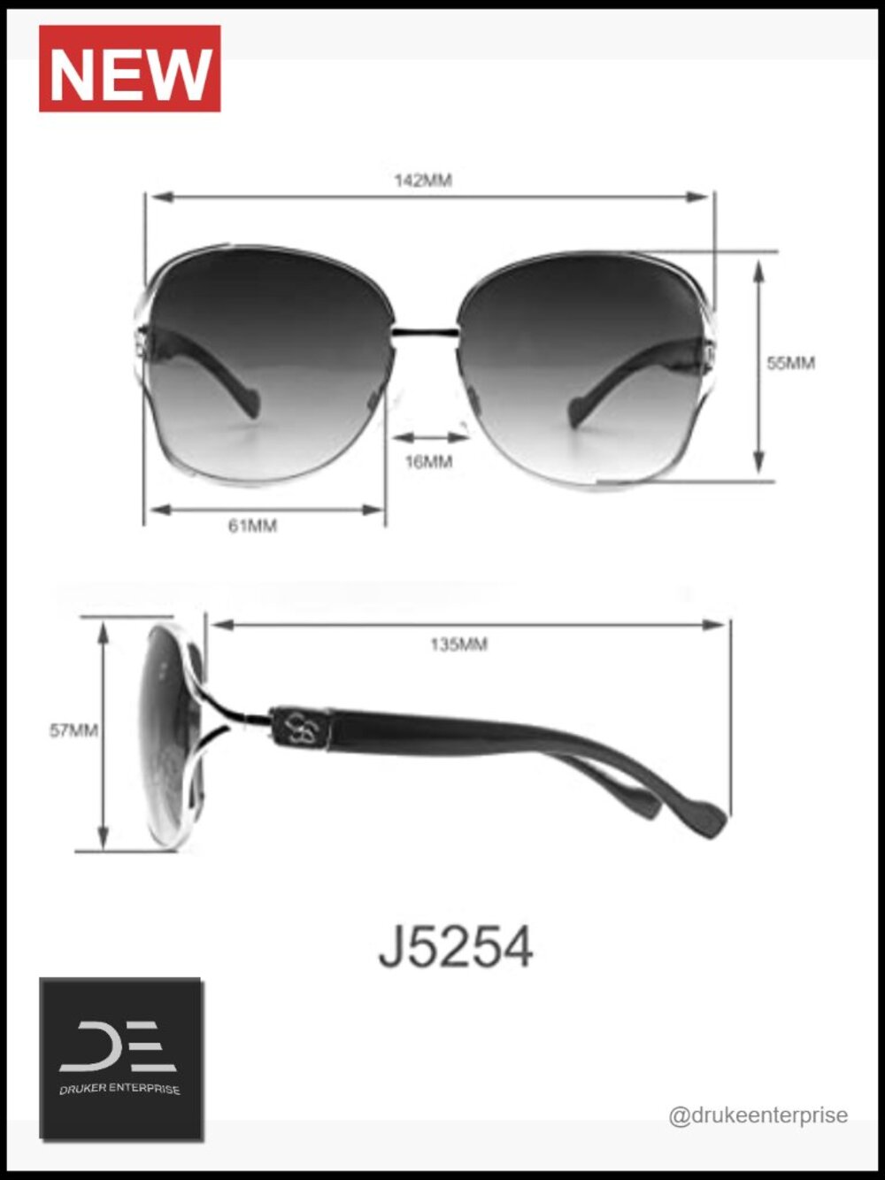 Oversized Square Sunglasses with UV400 Protection - Picture 3 of 4